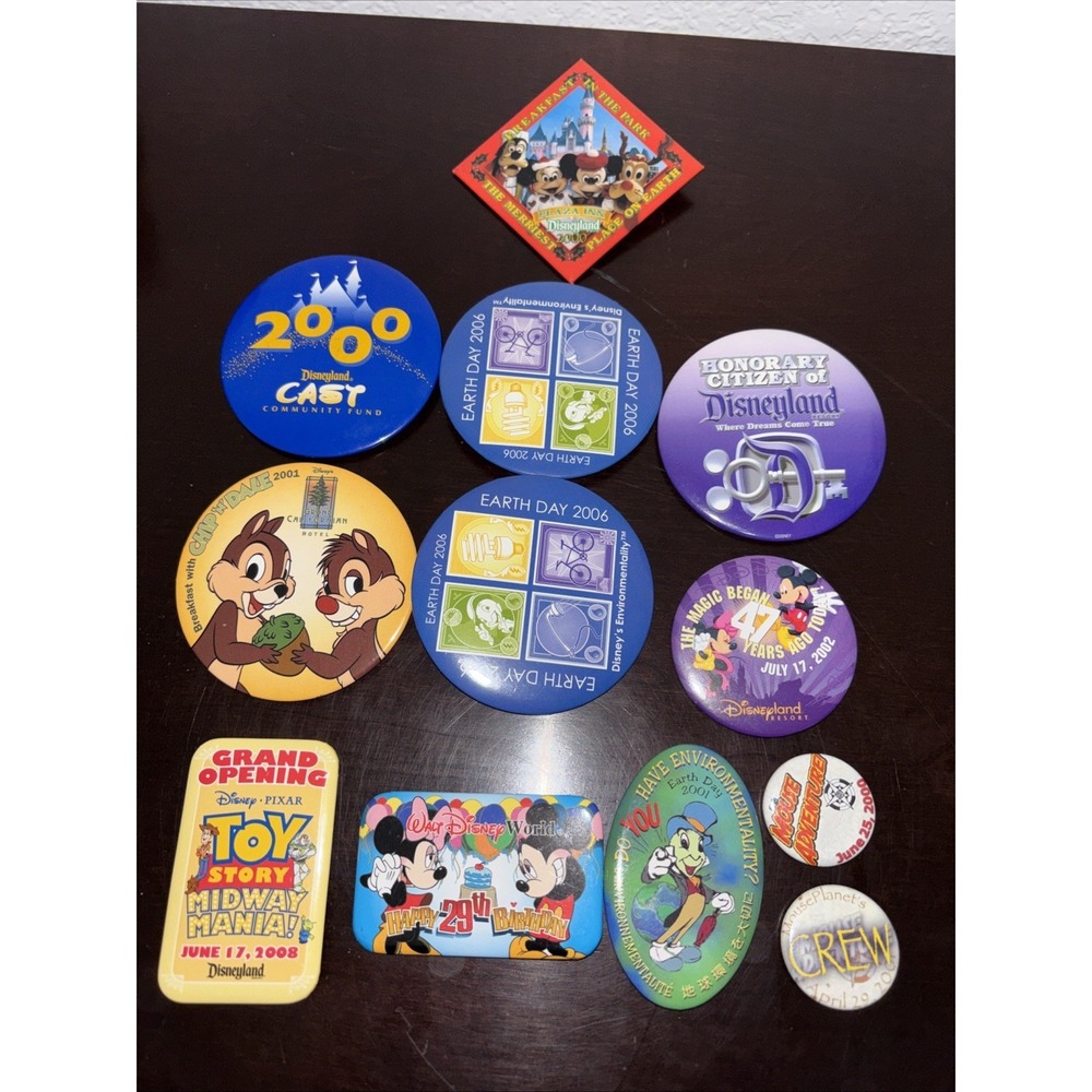 Disney Vintage‎ Cast Member Birthday Buttons From Early 2000's Lot Of 12